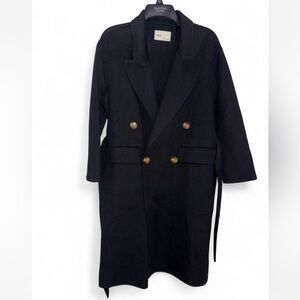 nap Double-Breasted Black cashmere blend Coat with Buttons